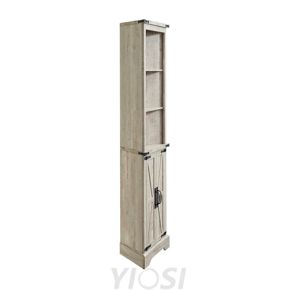 Tall Corner Cabinet Farmhouse Storage Cabinet with Barn Door