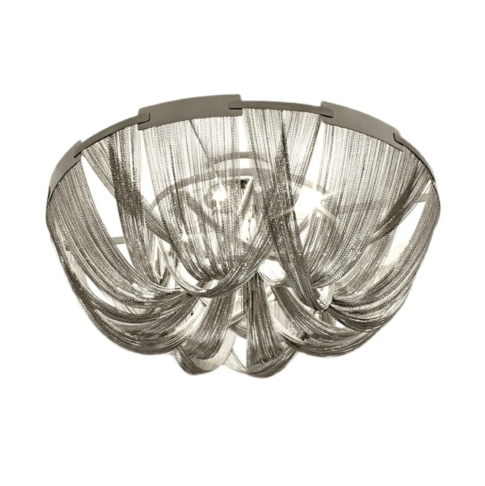 Tassel Aluminum Chain Ceiling Light ∅ 15.7″ - Semi Flush Mounts, Tassel-1-Yiosilamp