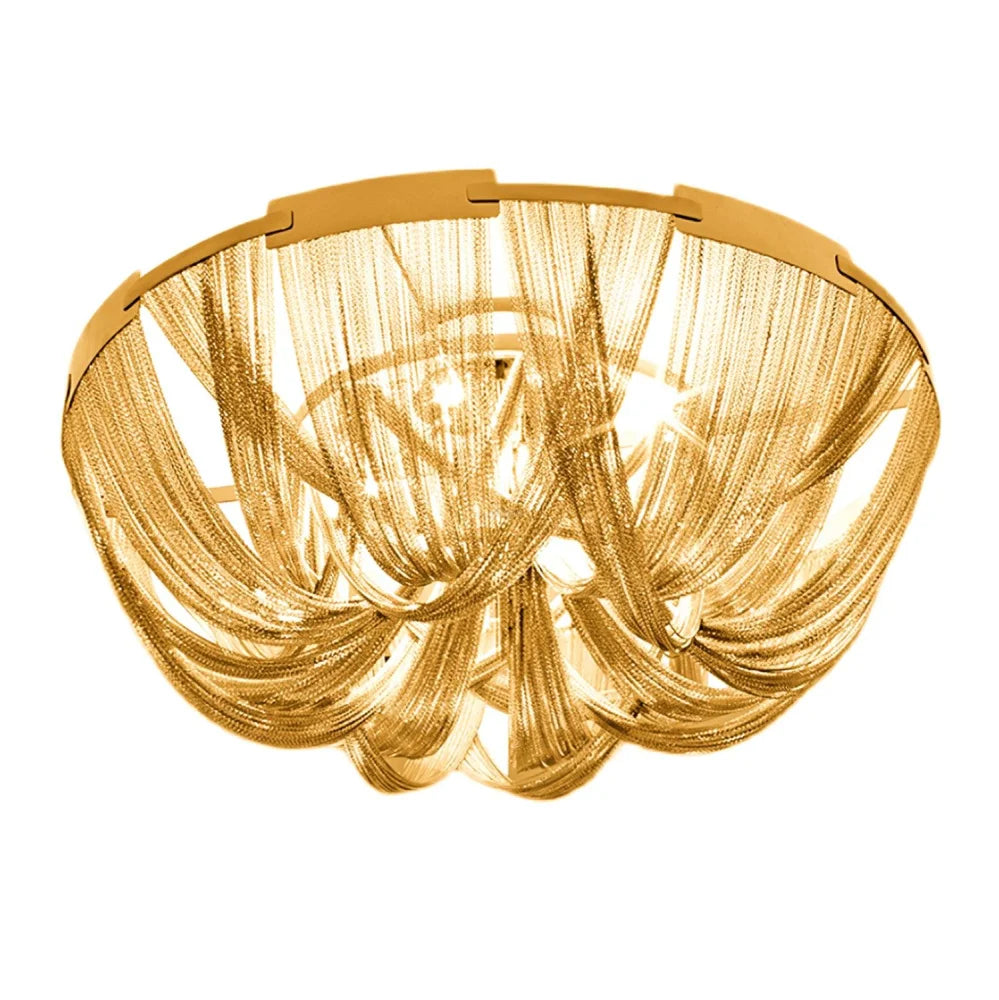Tassel Aluminum Chain Ceiling Light ∅ 15.7″ - Semi Flush Mounts, Tassel-1-Yiosilamp