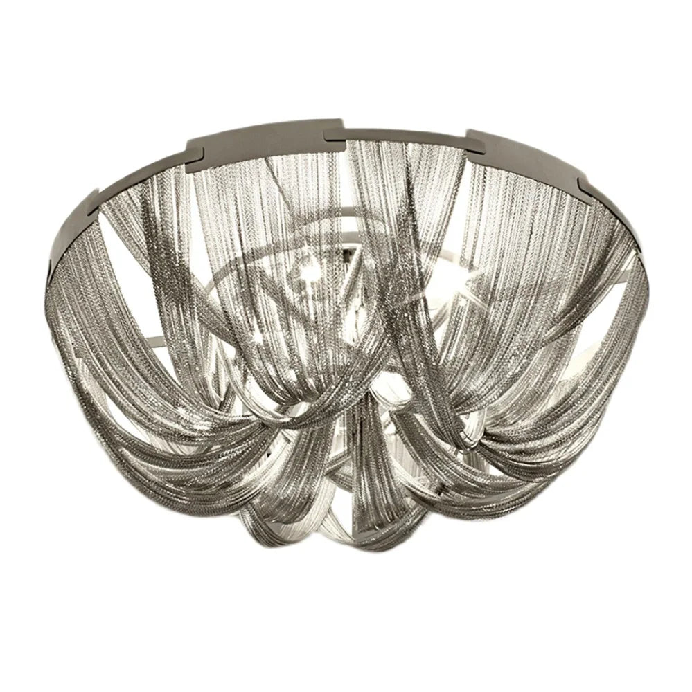 Tassel Aluminum Chain Ceiling Light ∅ 15.7″ - Semi Flush Mounts, Tassel-1-Yiosilamp