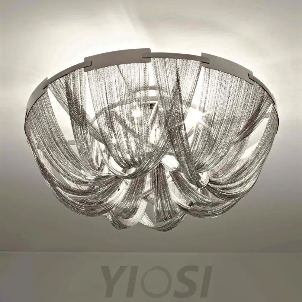Tassel Aluminum Chain Ceiling Light ∅ 15.7″ - Semi Flush Mounts, Tassel-1-Yiosilamp