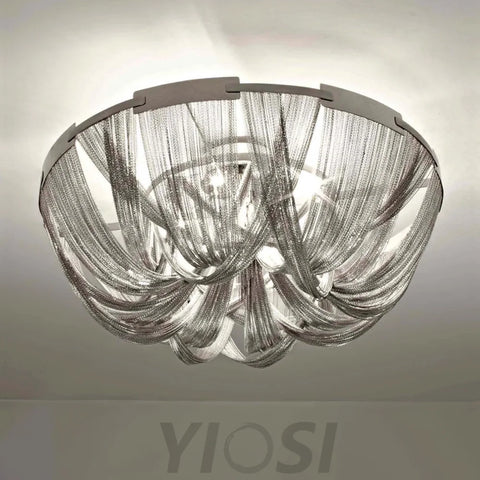 Tassel Aluminum Chain Ceiling Light ∅ 15.7″ - Semi Flush Mounts, Tassel-1-Yiosilamp
