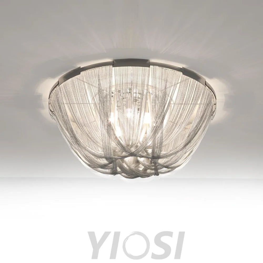 Tassel Aluminum Chain Ceiling Light ∅ 15.7″ - Semi Flush Mounts, Tassel-1-Yiosilamp