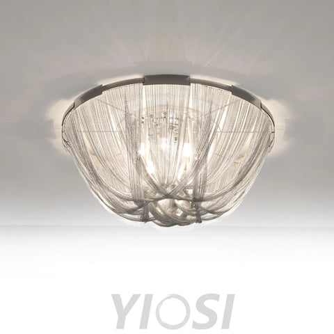 Tassel Aluminum Chain Ceiling Light ∅ 15.7″ - Semi Flush Mounts, Tassel-1-Yiosilamp