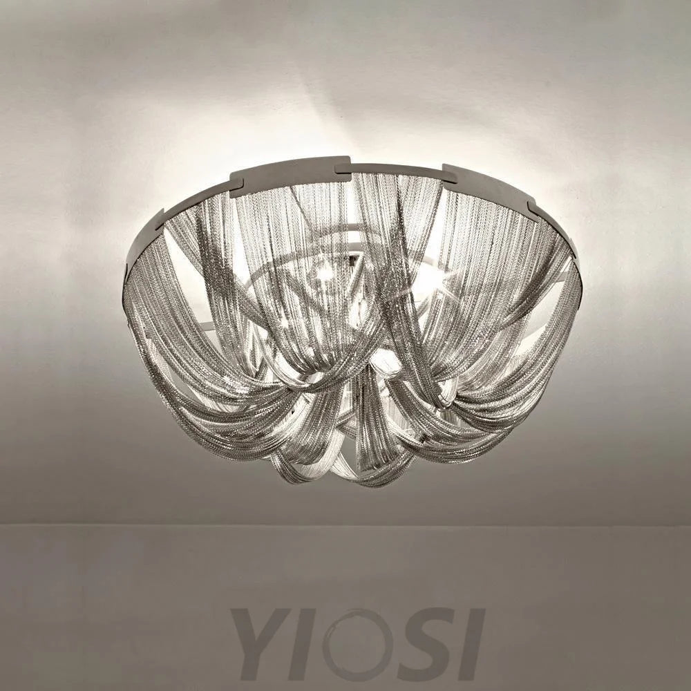 Tassel Aluminum Chain Ceiling Light ∅ 15.7″ - Semi Flush Mounts, Tassel-1-Yiosilamp