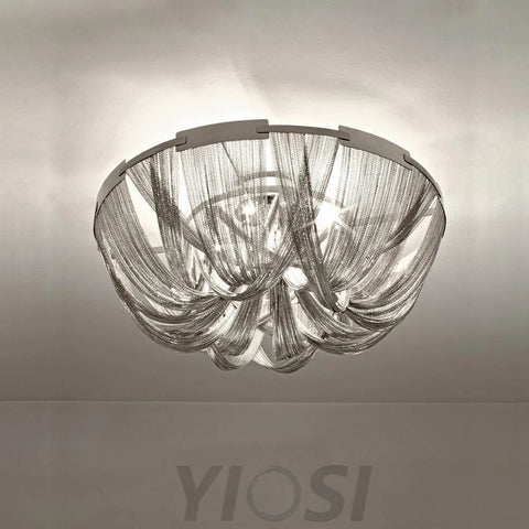 Tassel Aluminum Chain Ceiling Light ∅ 15.7″ - Semi Flush Mounts, Tassel-1-Yiosilamp