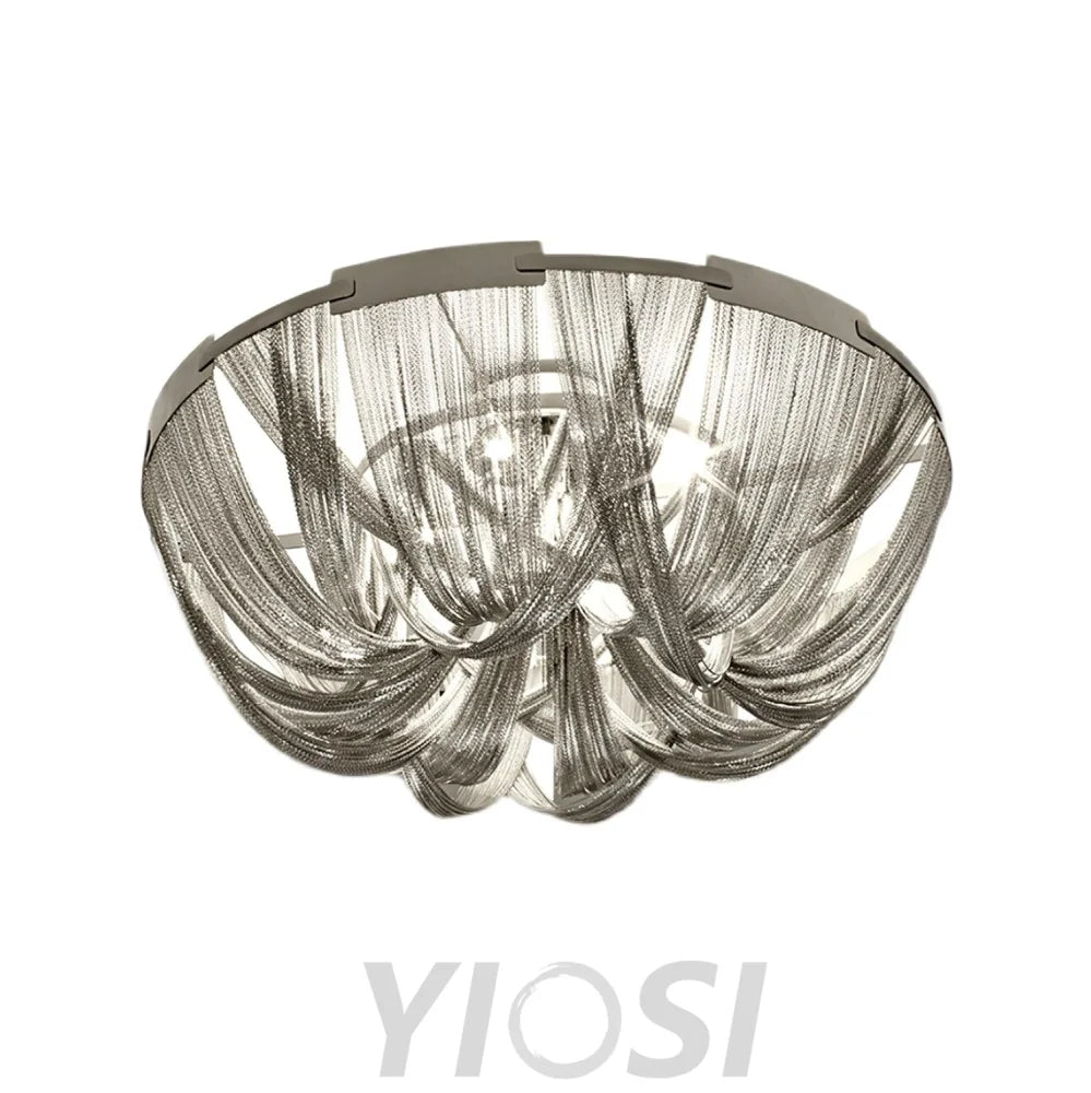 Tassel Aluminum Chain Ceiling Light ∅ 15.7″ - Semi Flush Mounts, Tassel-1-Yiosilamp