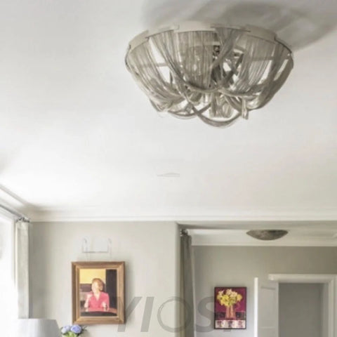 Tassel Aluminum Chain Ceiling Light ∅ 15.7″ - Semi Flush Mounts, Tassel-1-Yiosilamp