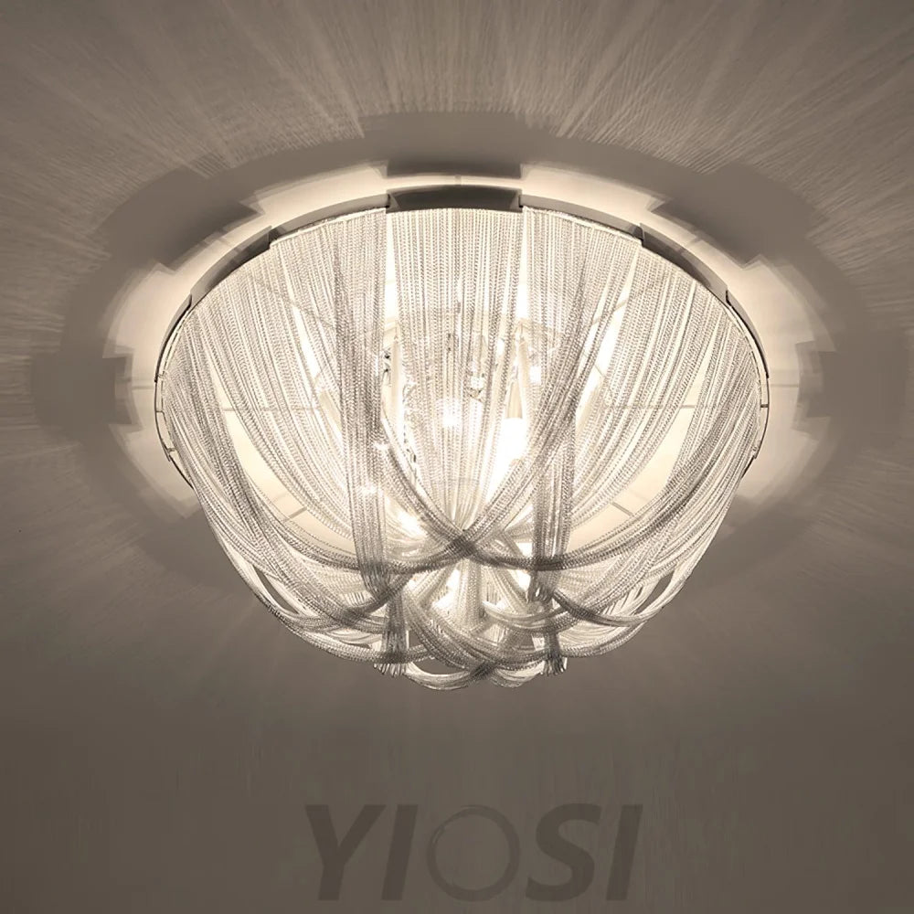 Tassel Aluminum Chain Ceiling Light ∅ 15.7″ - Semi Flush Mounts, Tassel-1-Yiosilamp