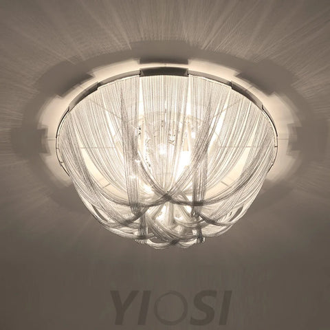 Tassel Aluminum Chain Ceiling Light ∅ 15.7″ - Semi Flush Mounts, Tassel-1-Yiosilamp
