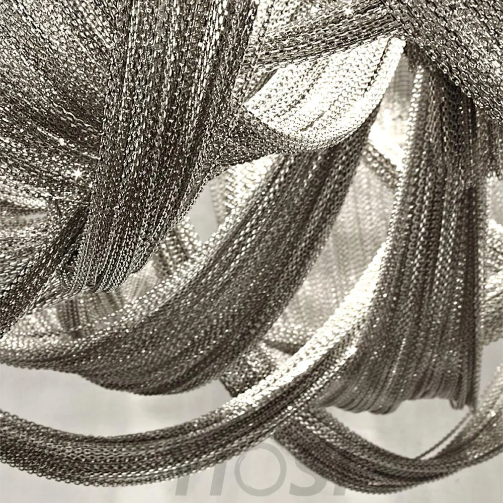 Tassel Aluminum Chain Ceiling Light ∅ 15.7″ - Semi Flush Mounts, Tassel-1-Yiosilamp