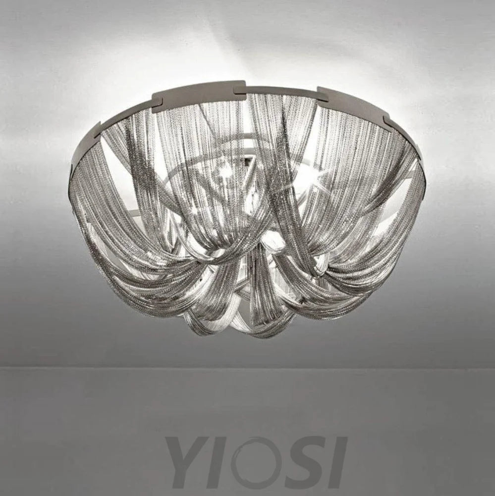 Tassel Aluminum Chain Ceiling Light ∅ 15.7″ - Semi Flush Mounts, Tassel-1-Yiosilamp