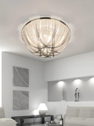 Tassel Aluminum Chain Ceiling Light ∅ 15.7″ - Semi Flush Mounts, Tassel-1-Yiosilamp