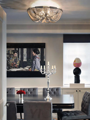 Tassel Aluminum Chain Ceiling Light ∅ 15.7″ - Semi Flush Mounts, Tassel-1-Yiosilamp