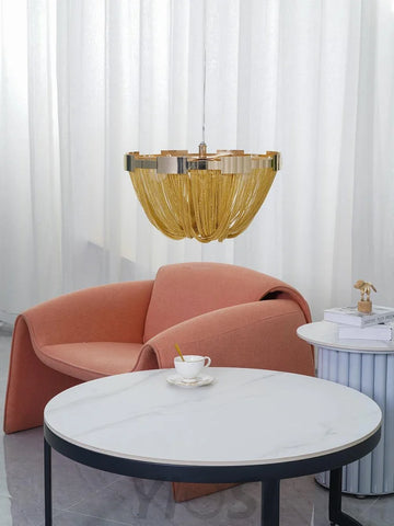 Tassel Aluminum Chain Ceiling Light ∅ 15.7″ - Semi Flush Mounts, Tassel-1-Yiosilamp