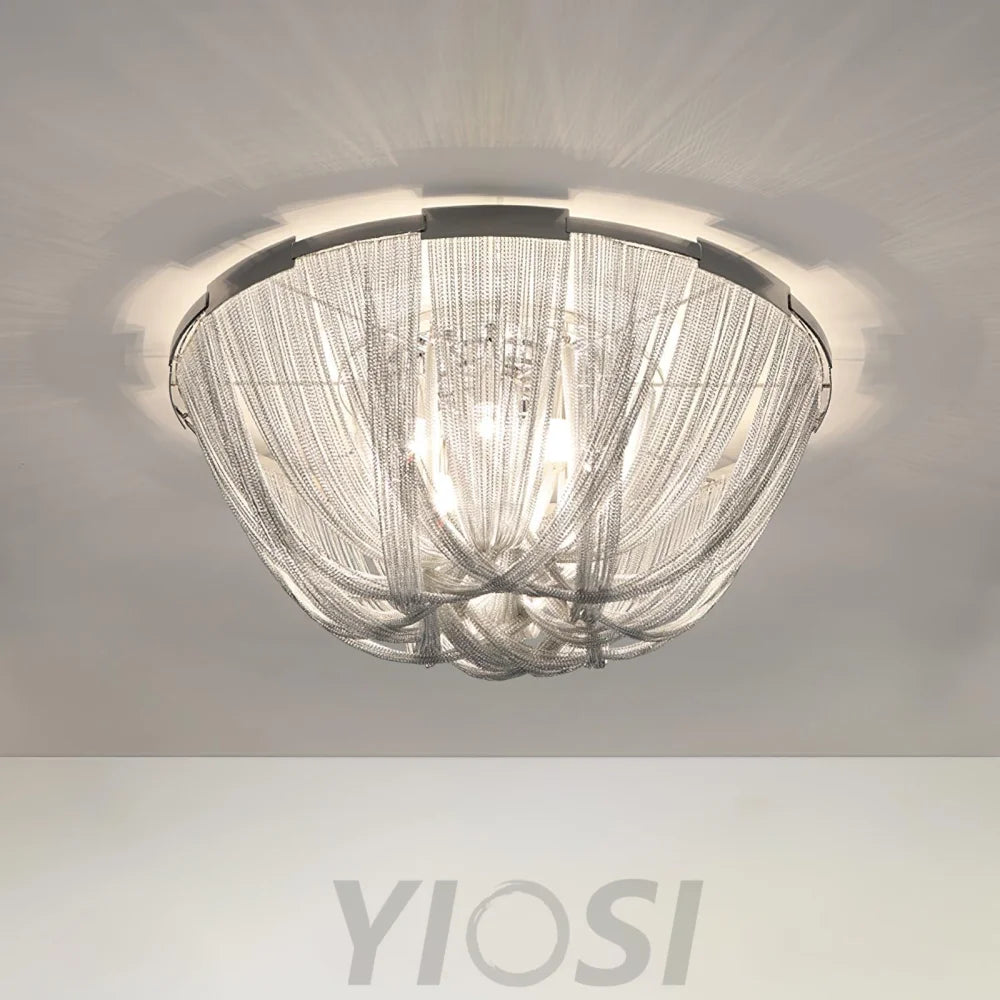 Tassel Aluminum Chain Ceiling Light ∅ 15.7″ - Semi Flush Mounts, Tassel-1-Yiosilamp