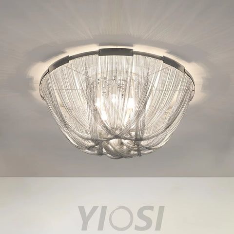 Tassel Aluminum Chain Ceiling Light ∅ 15.7″ - Semi Flush Mounts, Tassel-1-Yiosilamp