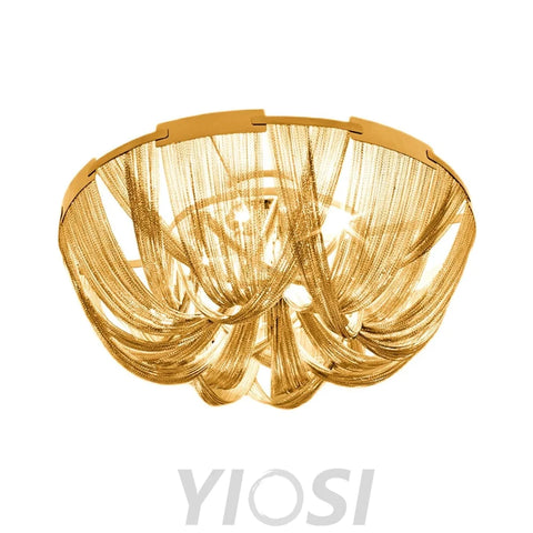 Tassel Aluminum Chain Ceiling Light ∅ 15.7″ - Semi Flush Mounts, Tassel-1-Yiosilamp
