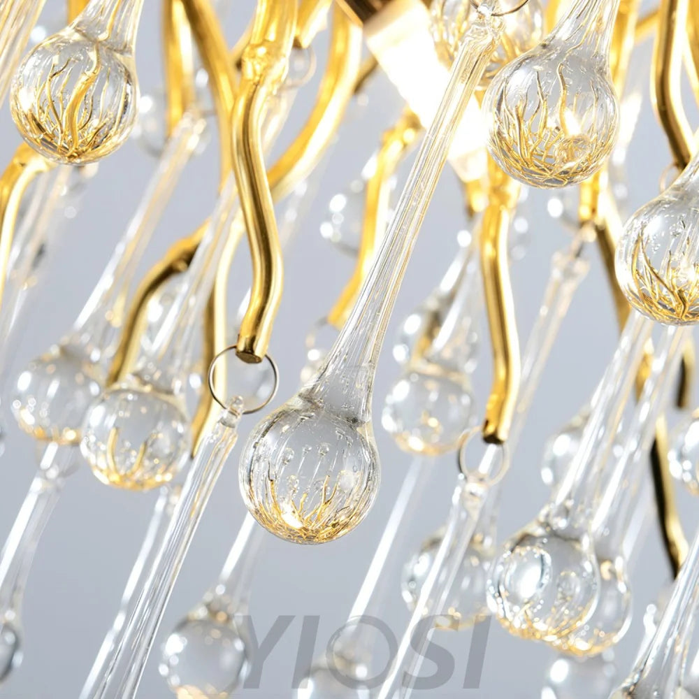 Teardrop Style Crystal Chandelier - Crystals, Gold & Clear crystal-1-Yiosilamp