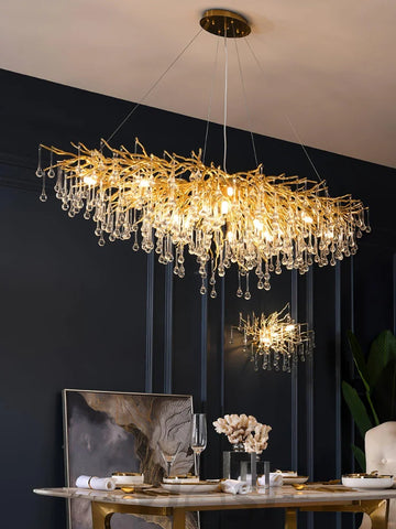 Teardrop Style Crystal Chandelier - Crystals, Gold & Clear crystal-1-Yiosilamp