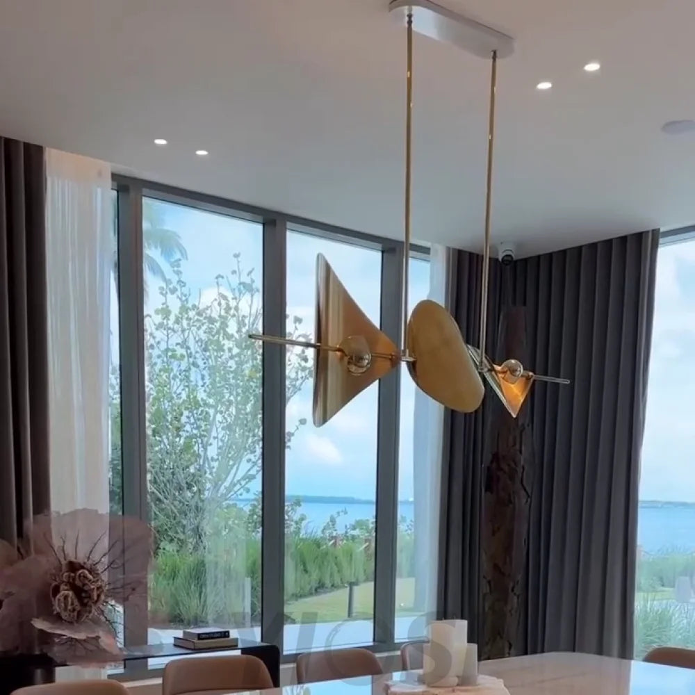 Thais Minimalist Linear Brass Chandelier For Dining Room Kitchen Island Pendant Chandeliers