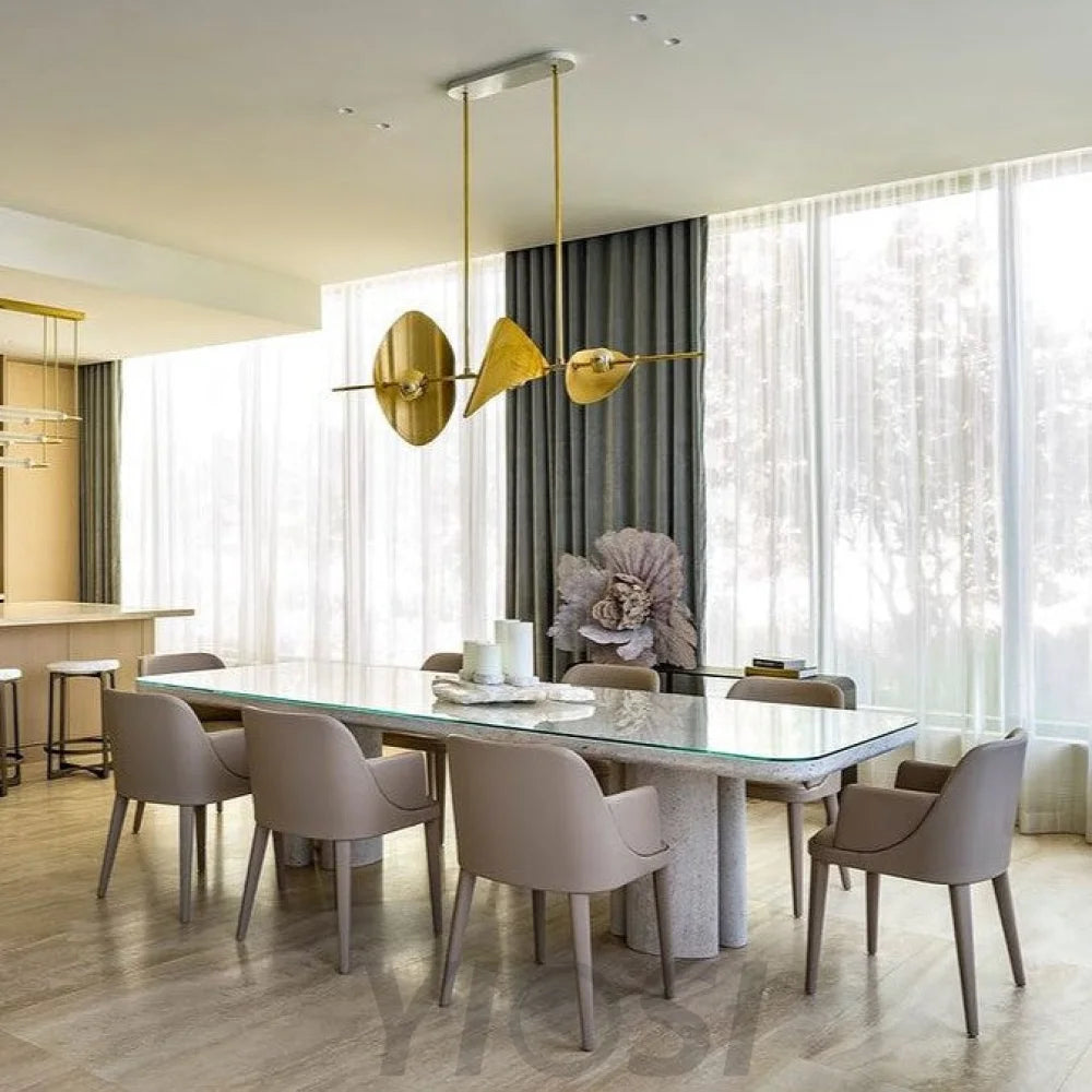 Thais Minimalist Linear Brass Chandelier For Dining Room Kitchen Island Pendant Chandeliers