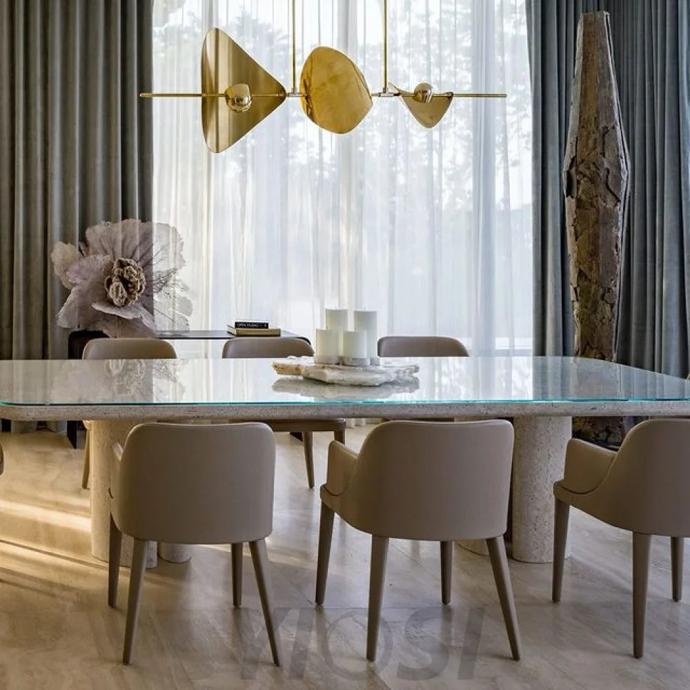 Thais Minimalist Linear Brass Chandelier For Dining Room Kitchen Island Pendant Chandeliers