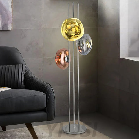 Three Light Glass Floor Lamp ∅ 13.8″ - Yiosilamp