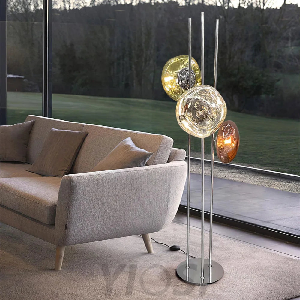 Three Light Glass Floor Lamp ∅ 13.8″ - Yiosilamp