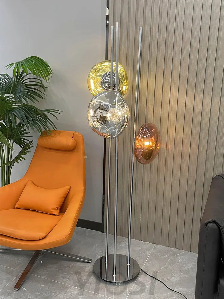 Three Light Glass Floor Lamp ∅ 13.8″ - Yiosilamp