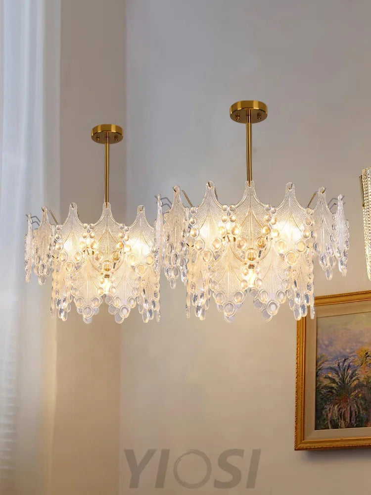Tiered Carved Glass Chandelier Φ 15.7″ - Yiosilamp