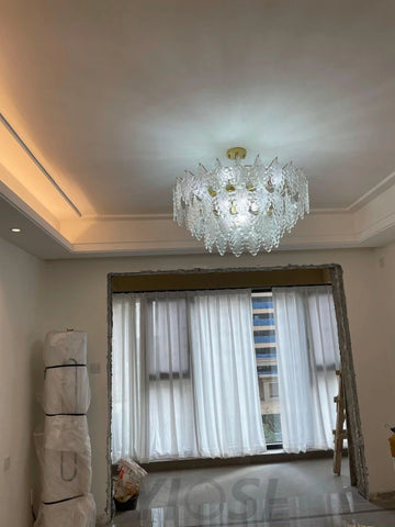 Tiered Carved Glass Chandelier Φ 15.7″ - Yiosilamp
