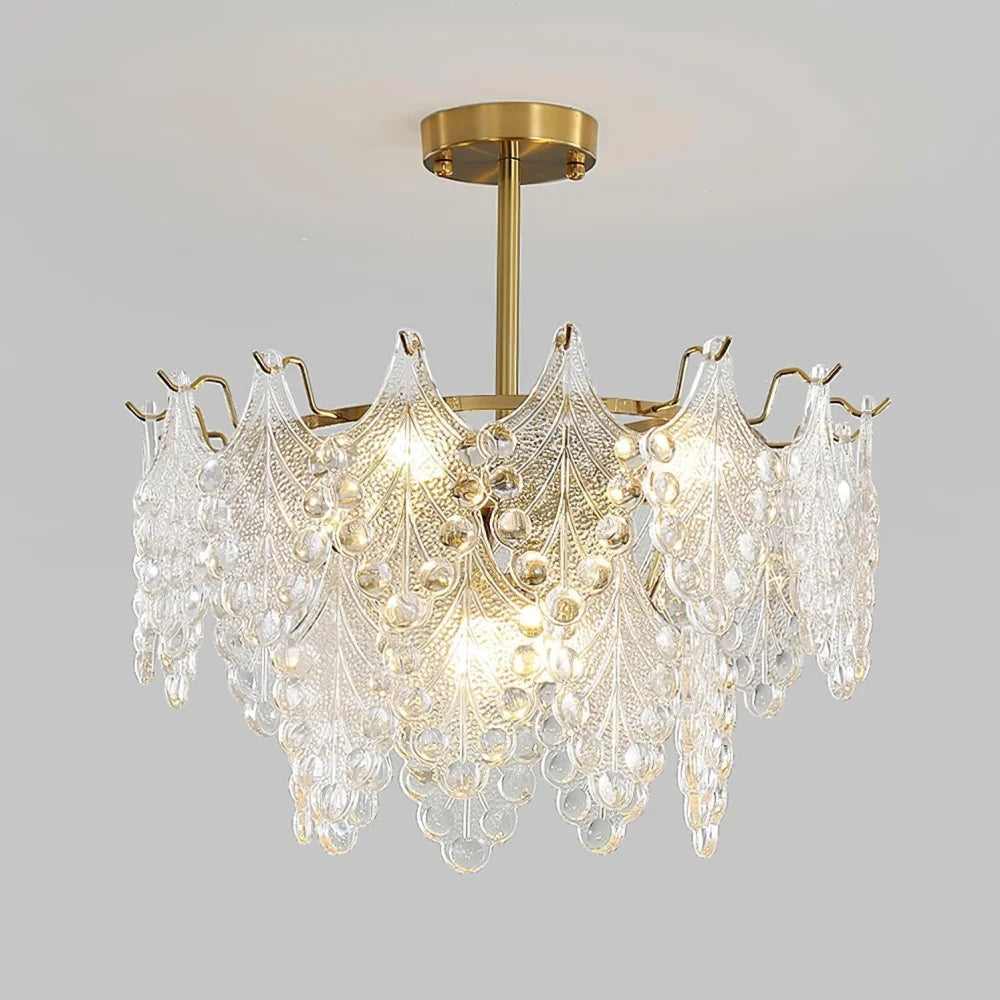 Tiered Carved Glass Chandelier Φ 15.7″ - Yiosilamp