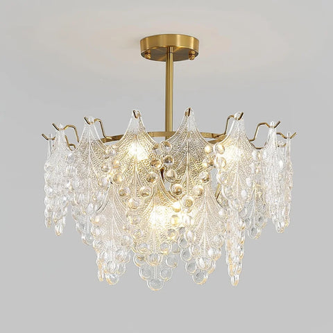 Tiered Carved Glass Chandelier Φ 15.7″ - Yiosilamp