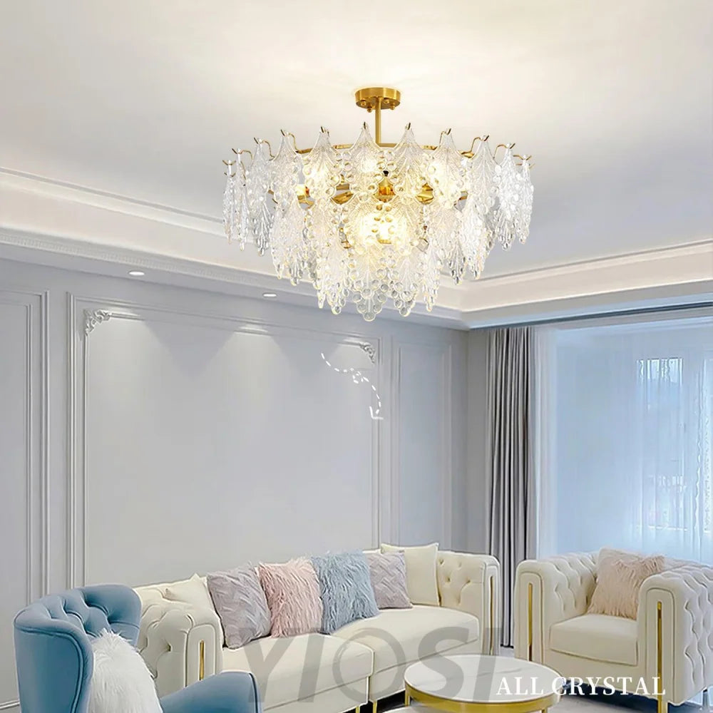 Tiered Carved Glass Chandelier Φ 15.7″ - Yiosilamp