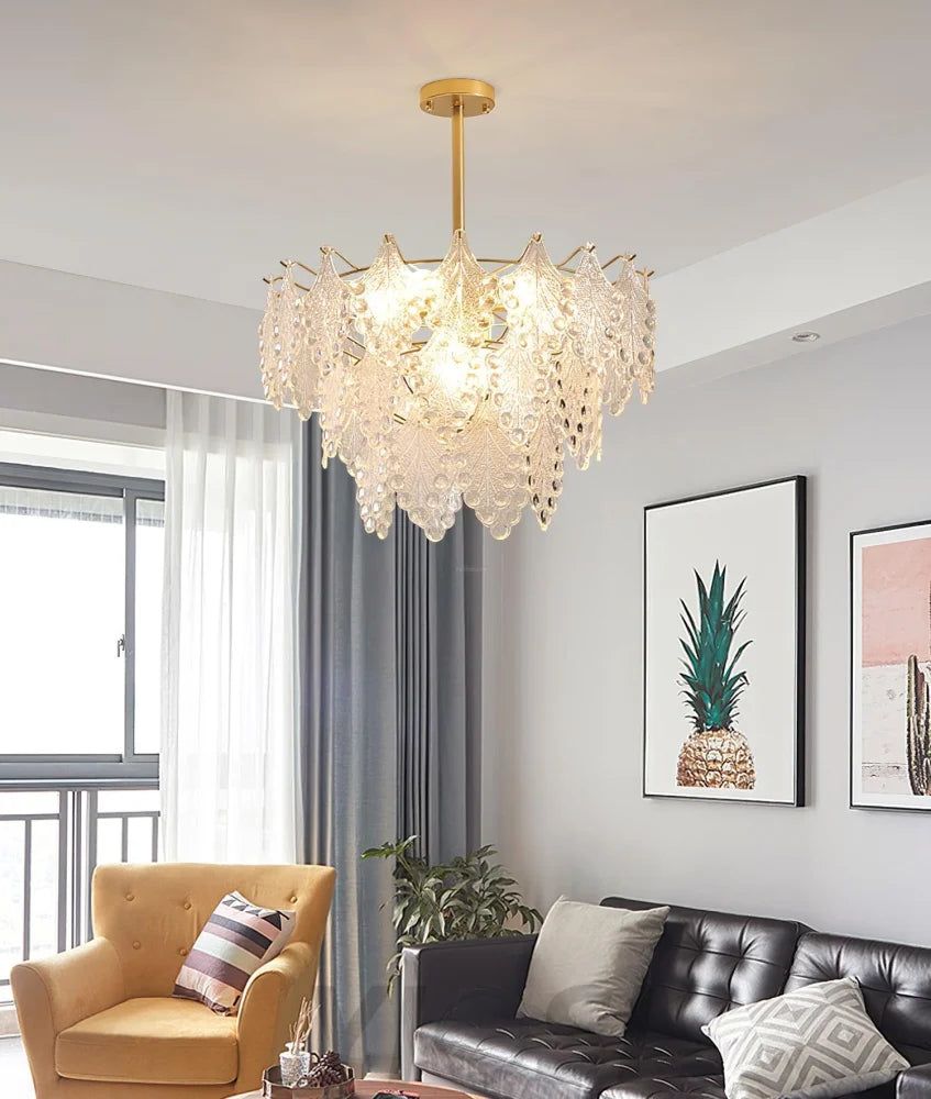 Tiered Carved Glass Chandelier Φ 15.7″ - Yiosilamp