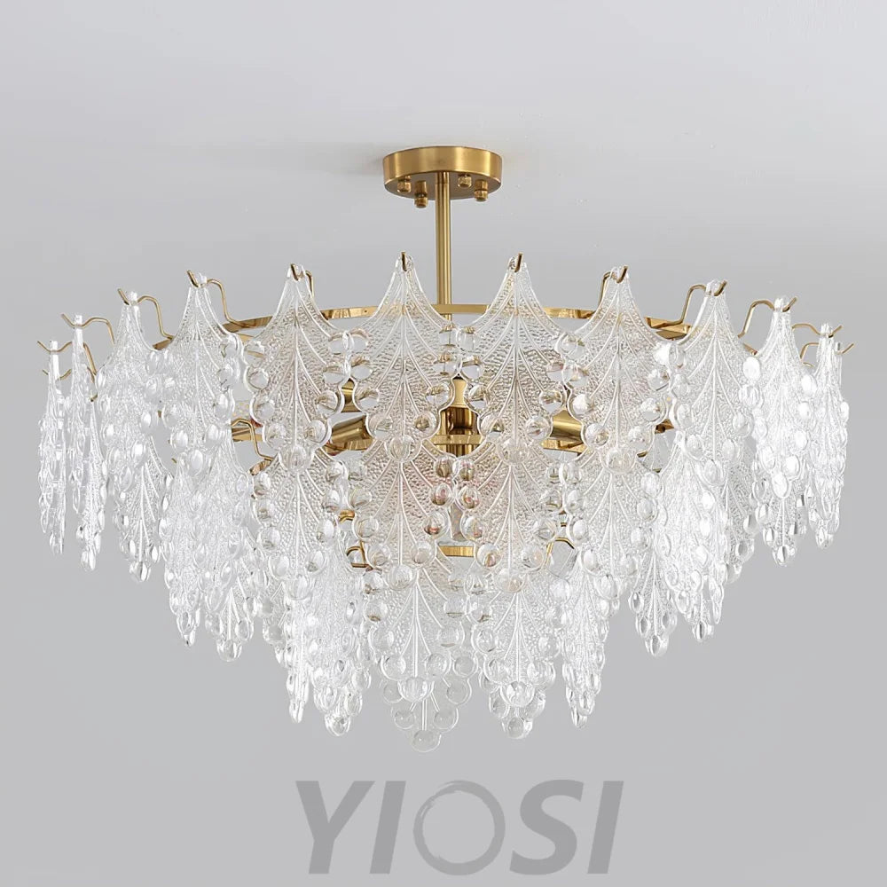 Tiered Carved Glass Chandelier Φ 15.7″ - Yiosilamp