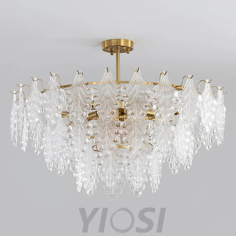 Tiered Carved Glass Chandelier Φ 15.7″ - Yiosilamp