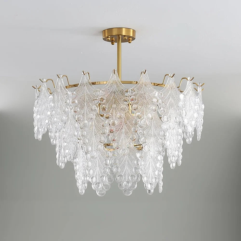 Tiered Carved Glass Chandelier Φ 15.7″ - Yiosilamp