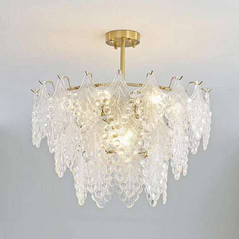 Tiered Carved Glass Chandelier Φ 15.7″ - Yiosilamp