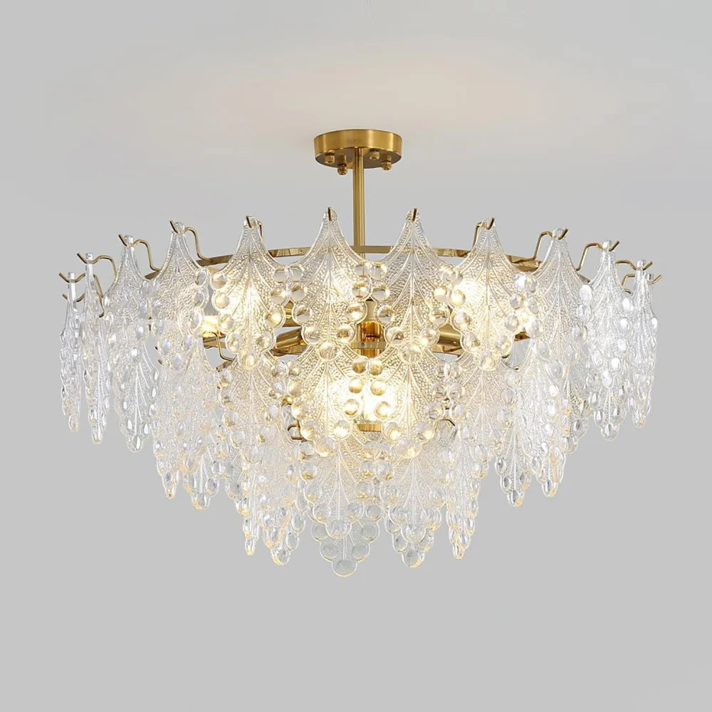 Tiered Carved Glass Chandelier Φ 15.7″ - Yiosilamp