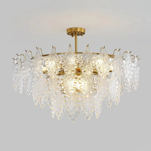 Tiered Carved Glass Chandelier Φ 15.7″ - Yiosilamp