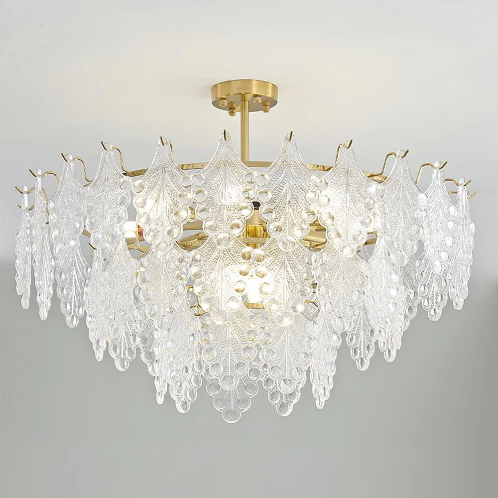 Tiered Carved Glass Chandelier Φ 15.7″ - Yiosilamp