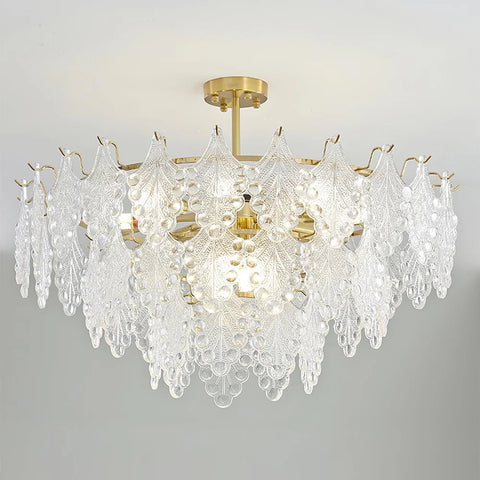 Tiered Carved Glass Chandelier Φ 15.7″ - Yiosilamp