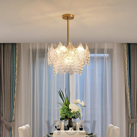 Tiered Carved Glass Chandelier Φ 15.7″ - Yiosilamp