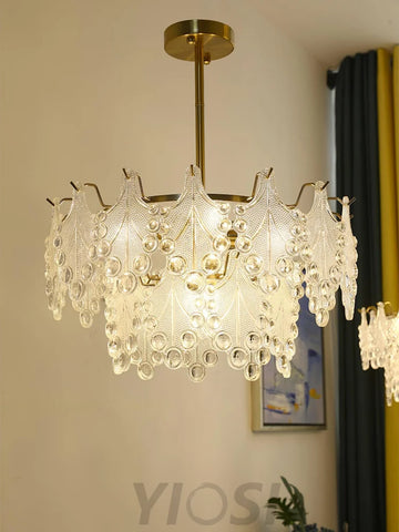 Tiered Carved Glass Chandelier Φ 15.7″ - Yiosilamp