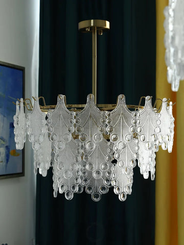 Tiered Carved Glass Chandelier Φ 15.7″ - Yiosilamp