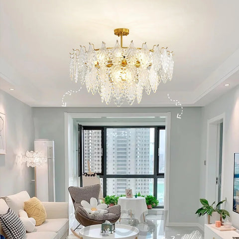 Tiered Carved Glass Chandelier Φ 15.7″ - Yiosilamp