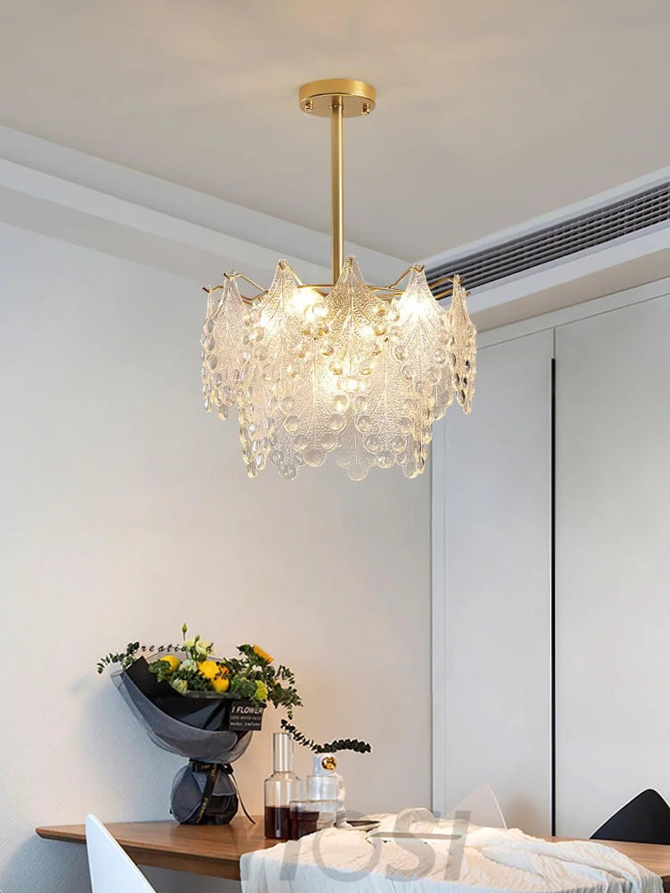 Tiered Carved Glass Chandelier Φ 15.7″ - Yiosilamp