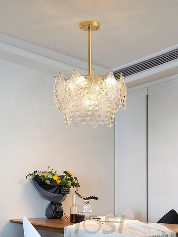 Tiered Carved Glass Chandelier Φ 15.7″ - Yiosilamp
